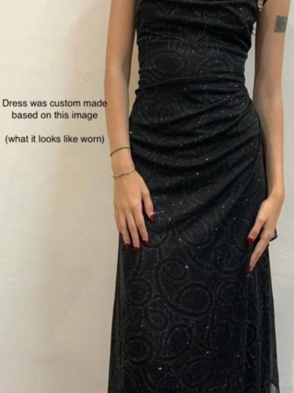 Vintage Black Sequin Prom Dress